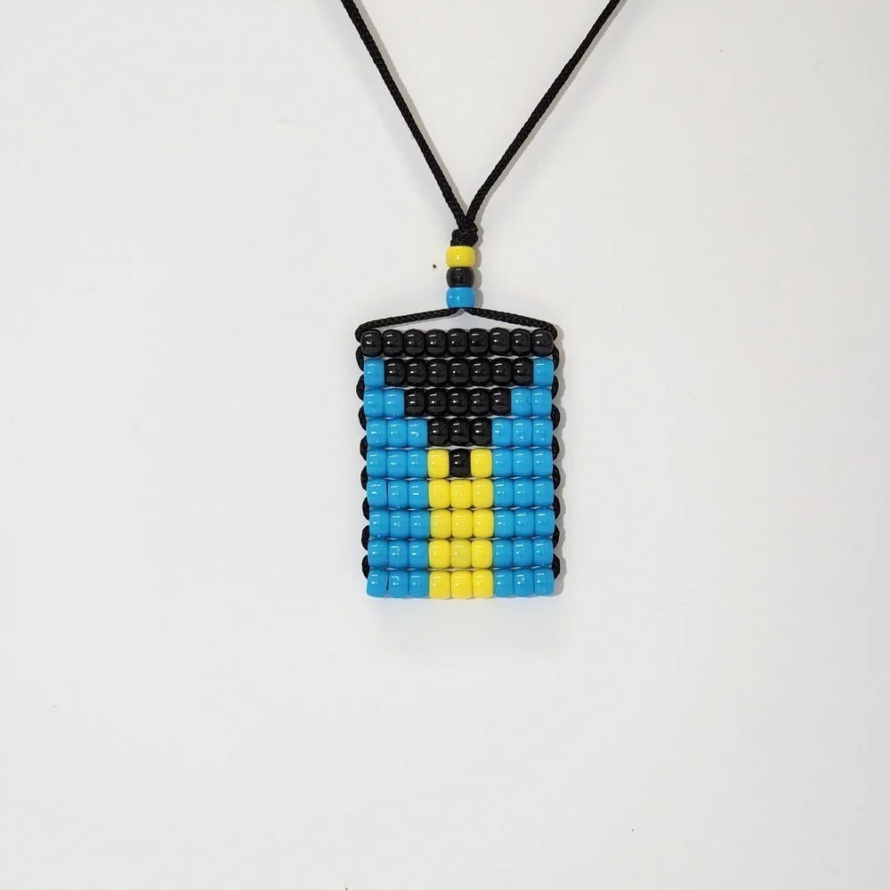 Car Rearview Mirror Danglers. Car Accessory. Pony Beads Bahamas Flag